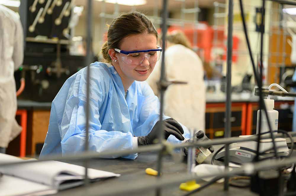 Student and Professor in Lab