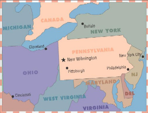 westminster pennsylvania college wilmington map surrounding states admissions pittsburgh international located miles rural residential industrial non north community edu
